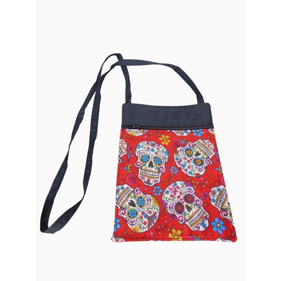 Handcrafted Crossbody Bag With Sugar Skull Pattern - Picture 2 of 8